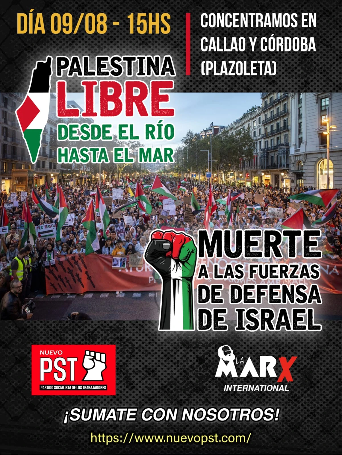 Marcha en Buenos Aires por palestina Libre del Río al Mar